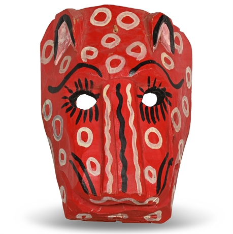 Vintage Carved Leopard Mask