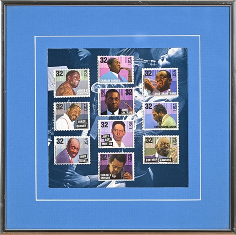1995 USPS Legends of American Music Jazz Musicians Framed Stamp Folio