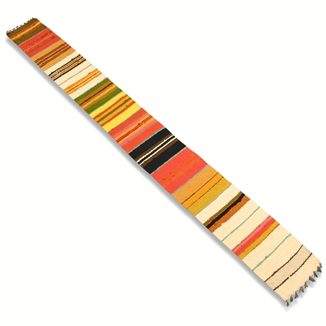 Mid-Century Handwoven Wool Runner – Multicolored Stripes, 8'9" Long