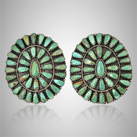 Larry Moses Begay LMB Navajo Sterling Turquoise Cluster Earrings