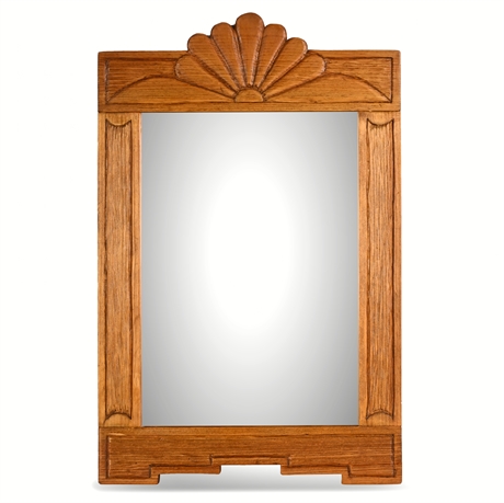 2' Rustic Pine Wall Mirror with Carved Fan-Shaped Crest