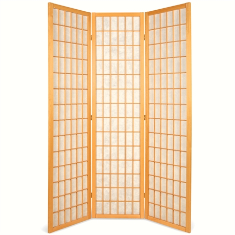 Shoji Style 3-Panel Rice Paper & Wood Room Divider