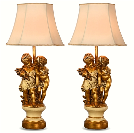 Mid-Century Cherub Themed Lamps