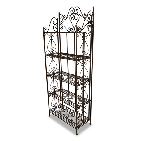 Folding Wrought Iron Scrollwork 5-Tier Étagère / Baker's Rack