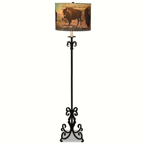 Western 'Buffalo' Iron Floor Lamp