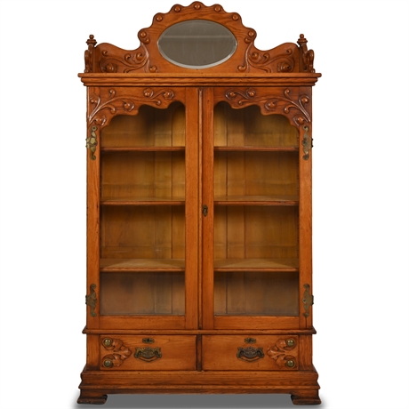 Antique Victorian Bookcase / Display Cabinet