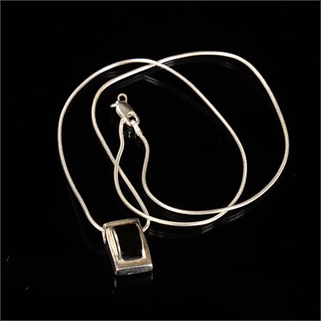 Contemporary Sterling Silver Necklace and Pendant
