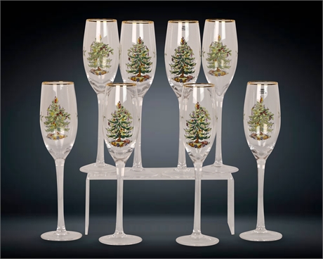 Spode "Christmas Tree: Set 8 Champagne Flutes