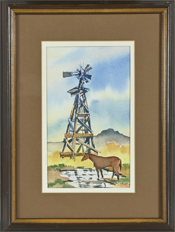 "Organ Mountain Windmill" Original Watercolor