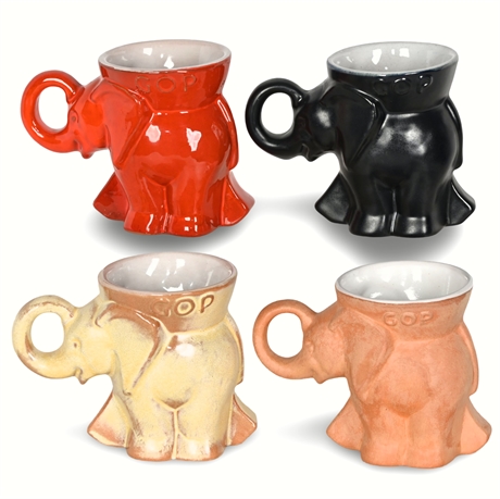 Frankoma Republican Elephant Mugs (1969, 1971, 1973, 1980)