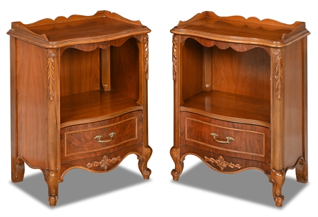 Pair Louis XV Style Walnut Nightstands by Randolph Furniture Works