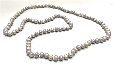 Silver Pearl Knotted Necklace