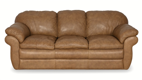 La-Z-Boy Full Grain Leather Sofa – Classic Comfort in Rich Tan