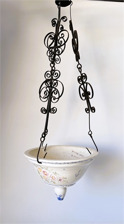 VINTAGE HAND PAINTED ITALIAN HANGING PLANT VESSEL