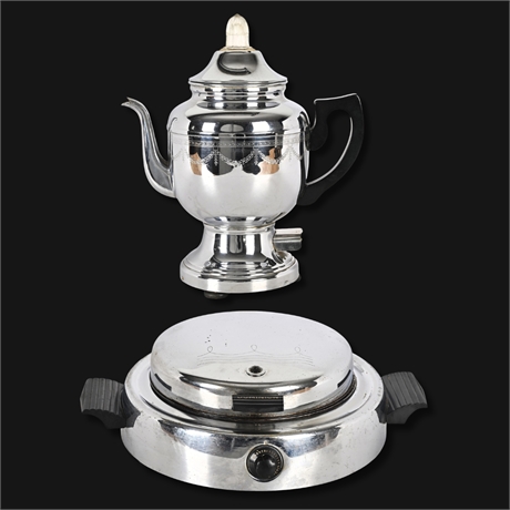 1950s Chrome Percolator & Waffle Iron Lot