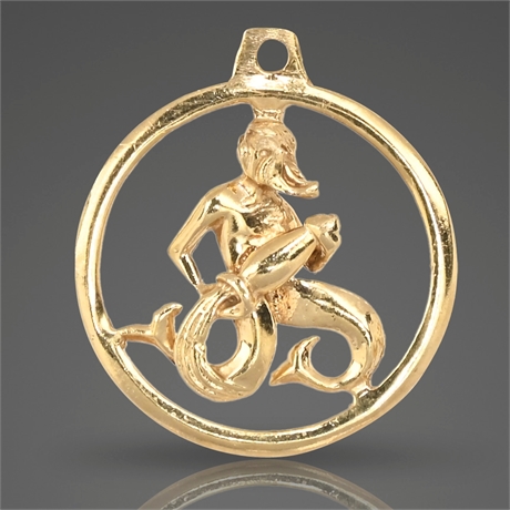 Vintage 14K Gold Merman Pendant Charm