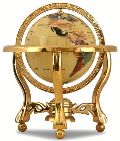 12" Inlaid Stone Globe