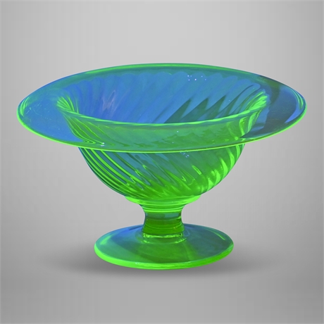 1920's Imperial Glass Canary Vaseline Glass Compote