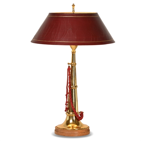 Vintage Frederick Cooper Style Brass Trumpet Horn Table Lamp