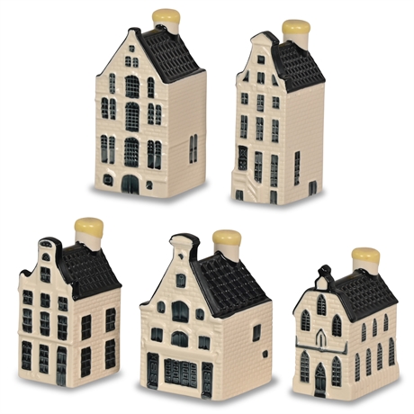 5 Piece Blue Delft Houses for KLM by Bols Amsterdam