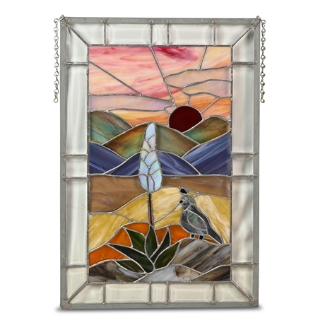 Desert Landscape Stained Glass Panel