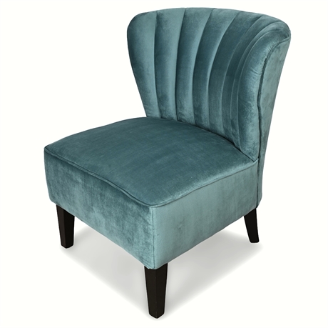 Channel Tufted Teal Velvet Slipper Chair
