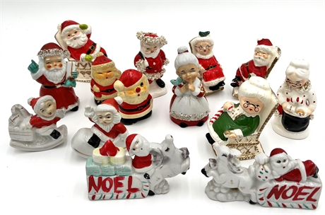 VINTAGE, MID-CENTURY MR. & MRS. CLAUS FIGURINES COLLECTION