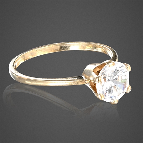 14K Yellow Gold Diamond Solitaire Ring