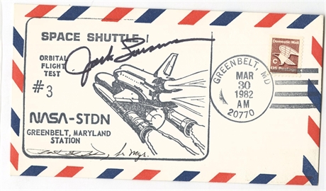 Space Shuttle STS-3 Commemorative Cover Signed by Jack Lousma — 1982
