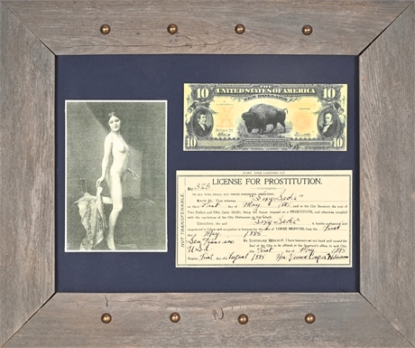1885 Novelty Prostitution License & Ephemera Display