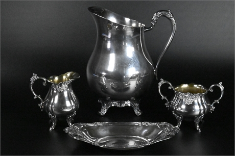 Silver Plate Pitcher with Cream & Sugar