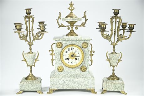 Antique French Mantel Clock and Garutur