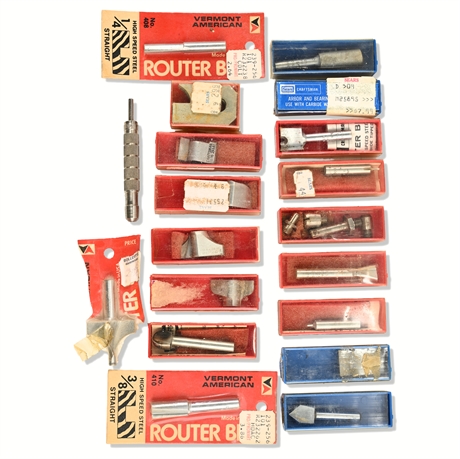 21-Piece Lot of Miscellaneous Router Bits – Vermont American, Sears  Auction Des