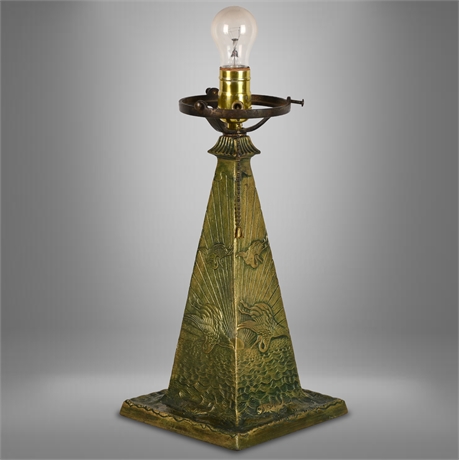 Antique Cast Bronze & Iron Table Lamp