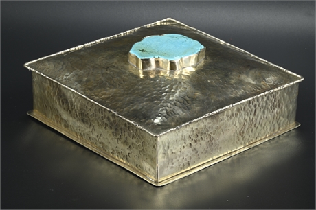 J. Alexander Hammered Silver and Turquoise Box