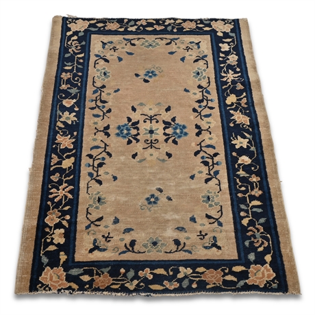 Threadbare Antique Chinese Wool Rug