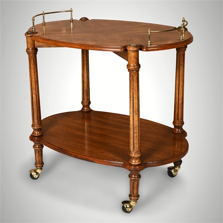 Butler Specialty Tea Cart – Brass Rails, Bookmatch Veneer, 31"