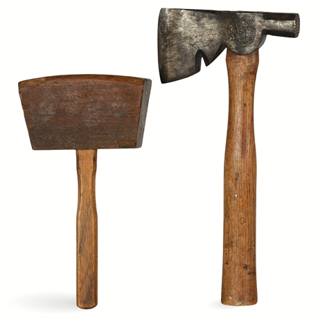 H.W. Geller's E-Z-Cutter Hatchet & Antique Wood Mallet