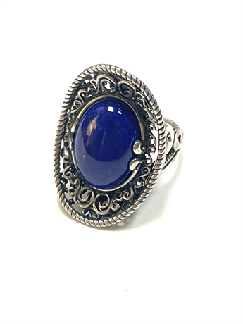 Sterling Silver Ring with Blue Stone