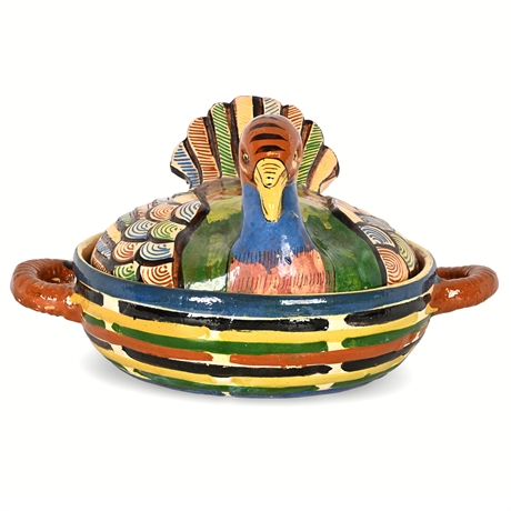 Tlaquepaque Folk Art Turkey Casserole — Hand Sculpted Pottery