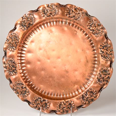 Gregorian Solid Copper Hammered Ruffled Plate