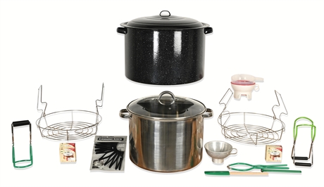 Home Canning Set – Graniteware & Stainless Pots with Tools