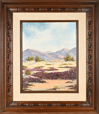 Rodney H. Webb 1977 Desert Landscape Oil Painting, Carved Frame