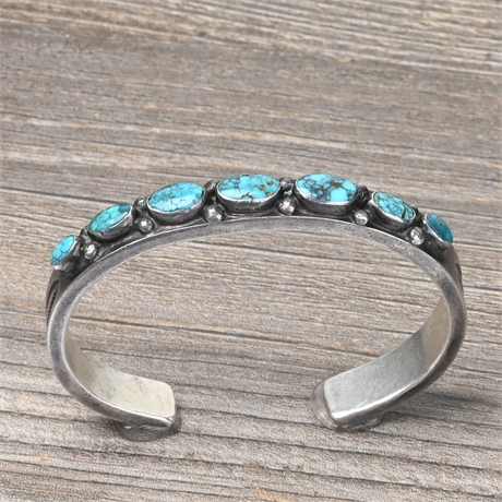 Heavy Old Navajo Sterling Turquoise Cuff