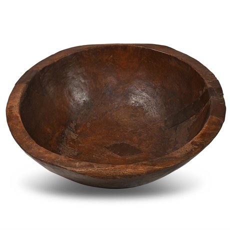 31" Rustic Metal Strap Wood Bowl (Trade)