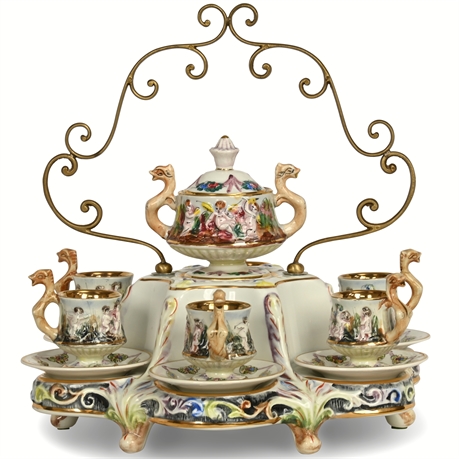 R. Capodimonte Hand-Painted Demitasse Tea Set