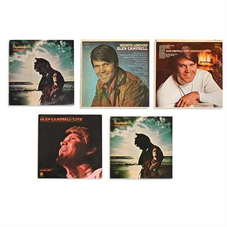 Glen Campbell Capitol LP Lot of 5 — Galveston, Wichita Lineman, Live
