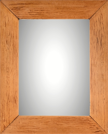 19" Vintage Beveled Wall Mirror — Wood Frame, Rustic Style