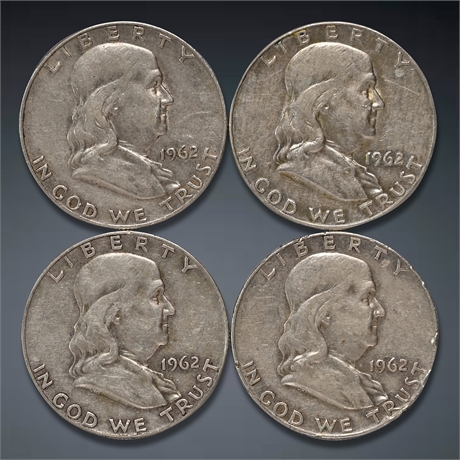 (4) 1962 Franklin Silver Half Dollars