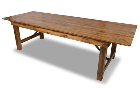 9' Rectangular Rustic Solid Pine Folding Farm Table